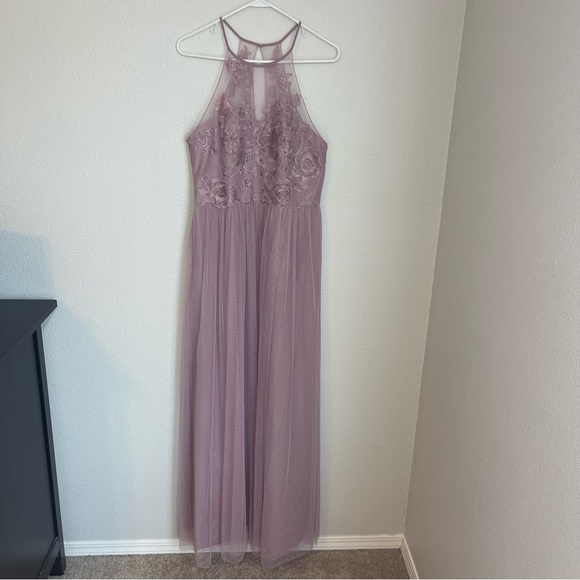 David's Bridal Dresses Davids Bridal Quartz Highneck Embroidered Soft Net Bridesmaid Dress